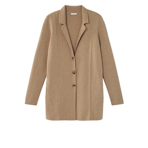 NWT J. Jill Women Caramel Hth Double-Knit Button Front Blazer Jacket Tan Size XS - Picture 1 of 11